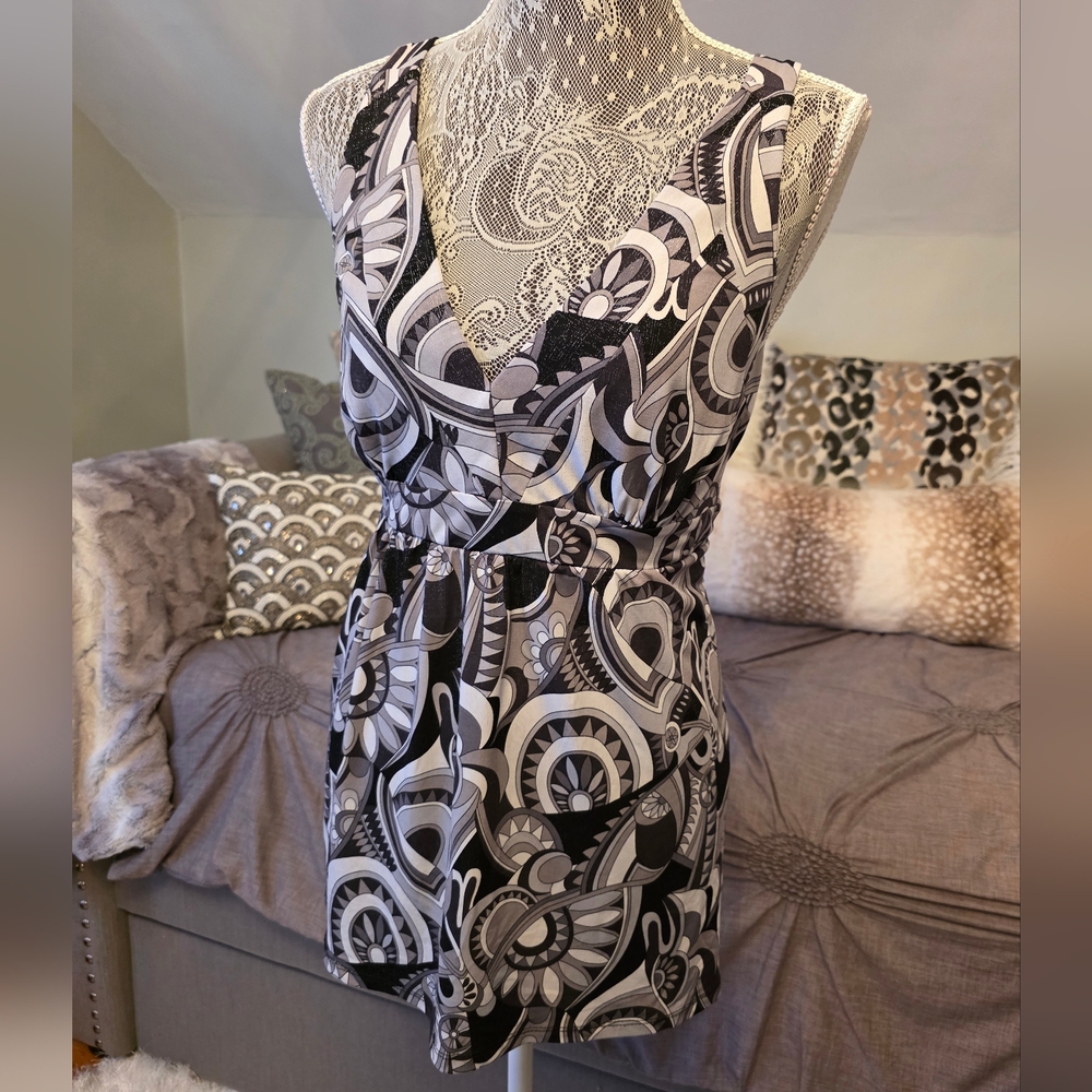 INC International Concepts Geometric Shimmer Tank Top